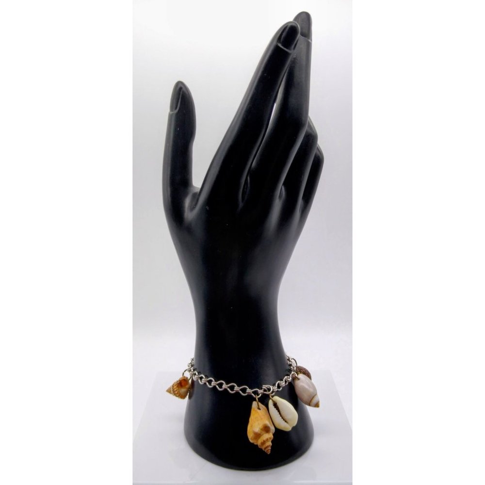 Vintage Seashell Charm Bracelet with Genuine Shells, Mermaidcore Beach Vibes